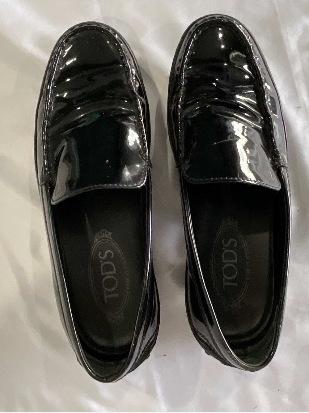 Tod's Black Patent Leather Penny Loafers sz 38